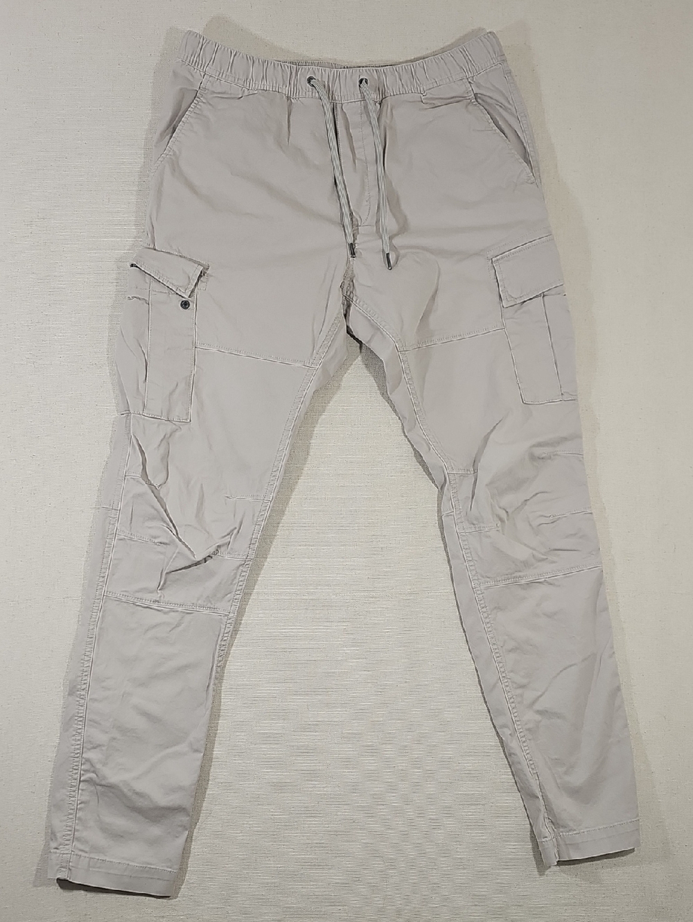 H&M Men's Light Gray Cargo Pants with Drawstring Waist Medium